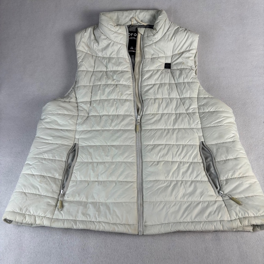 Ororo Women Heated Puffer Vest Off-White Size 2XL Battery Included Quilted‎ Zip